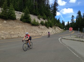 Eddie followed by Victor into Cascade Peaks